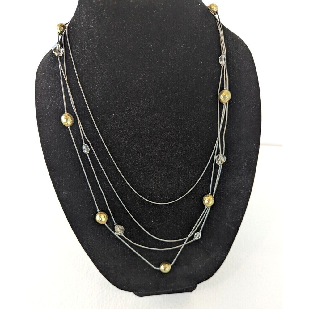 Chicos Necklace Womens 34" Adjustable Beaded Layered Boho Mature Casual‎ Office